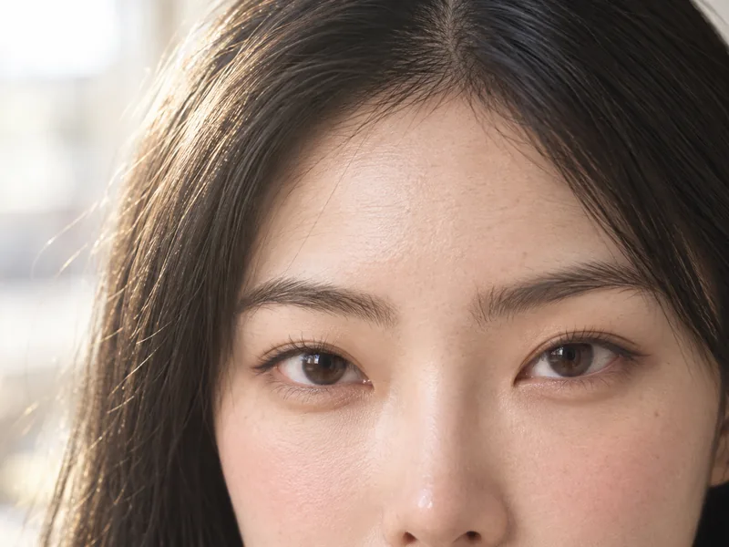 Photo guide: front, bare-faced, both brows in frame