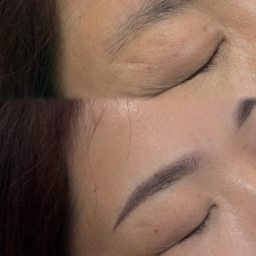 Ombre brows · before and after: real case, before, after and detail