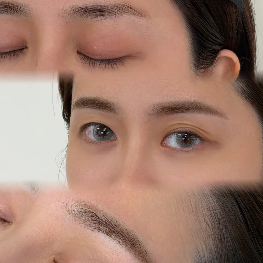 Ombre brows · before and after: real case, before, after and detail
