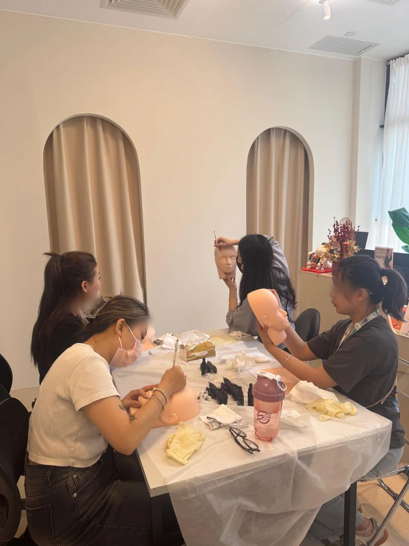 Practising on synthetic skin in class