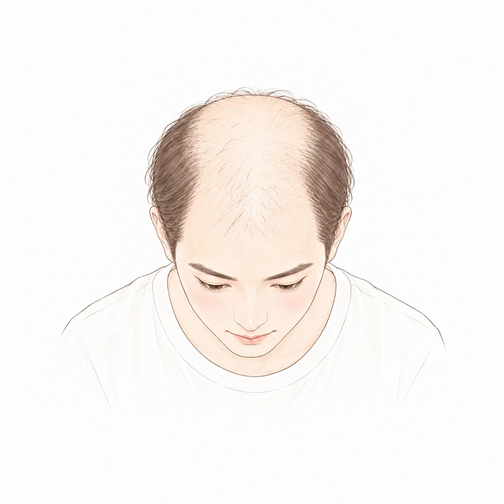 Illustration: men's hair loss · extensive